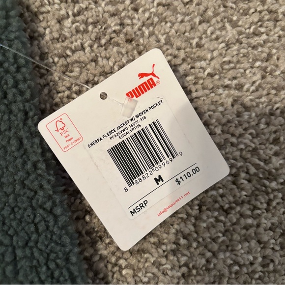 🆕 PUMA Sherpa Fleece Jacket W/ Woven Pocket - Picture 6 of 6